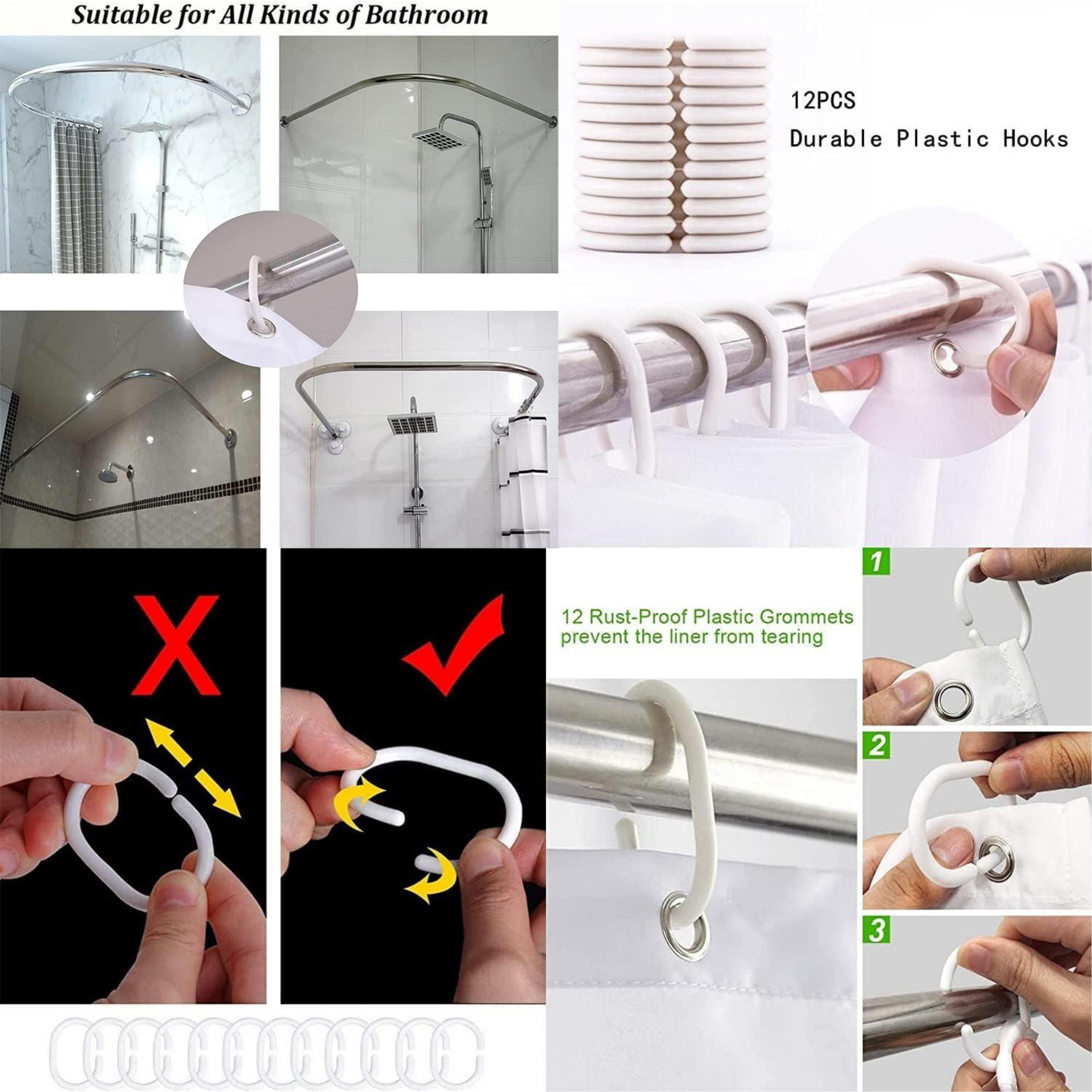 Marble Texture Shower Curtain Set with Black White Gold Crack Pattern Includes Hooks Bathroom Accessories