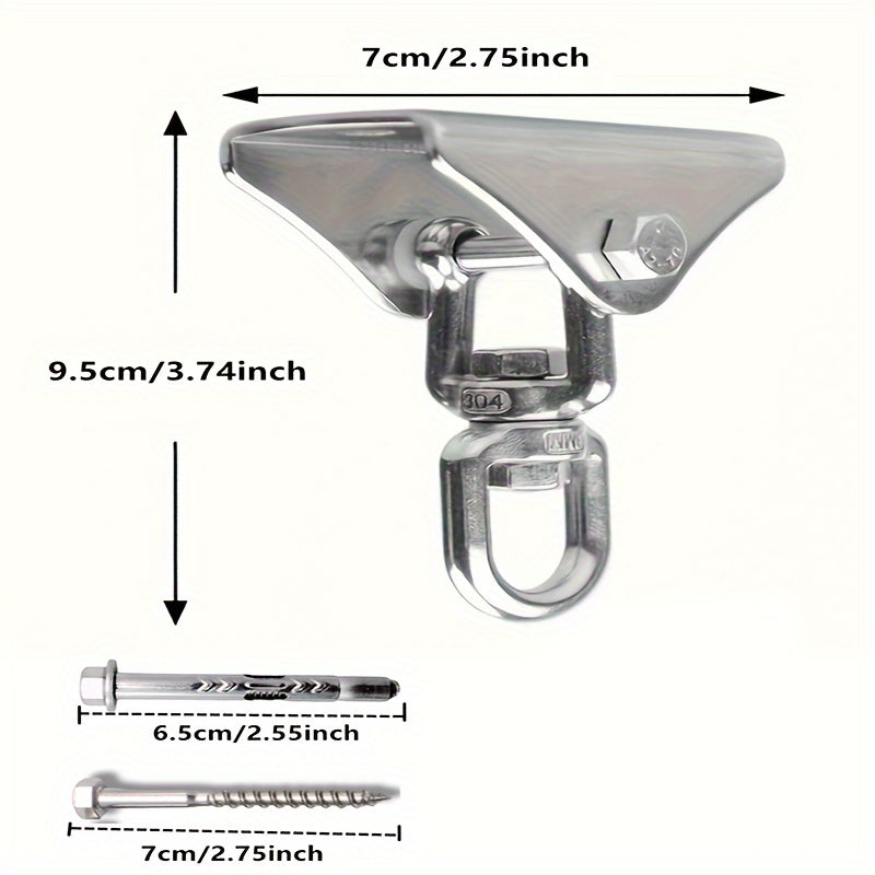 5-Piece Stainless Steel Swing Set with Rust-Resistant Hangers Ceiling Mount for Hammock and Swing Hardware