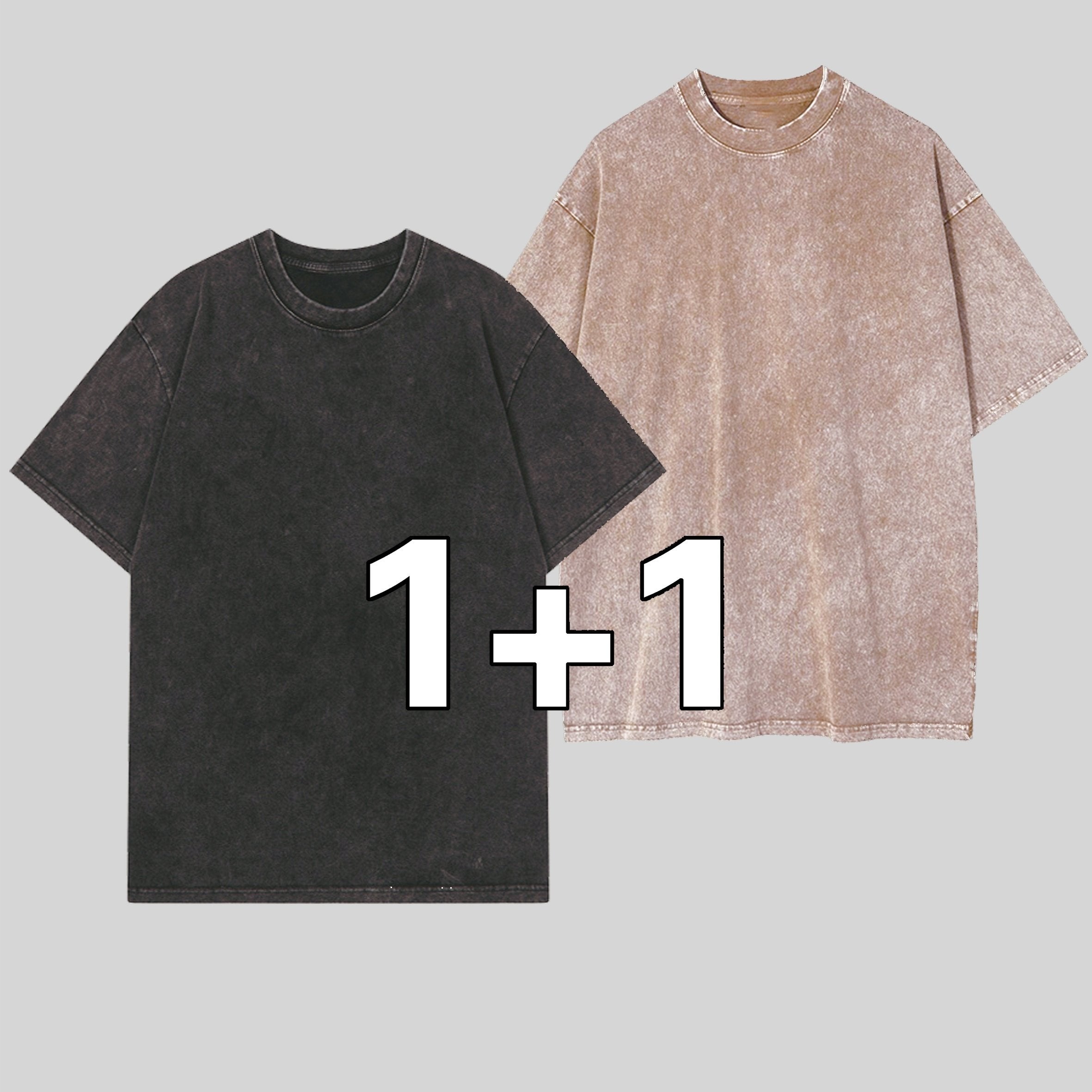 Erkaklar va ayollar uchun Retro 2-Pack og'ir paxta T-ko'ylaklar, cho'ziladigan, keng kesimli crew neck T-shirtdan iborat, yoz uchun tasodifiy qisqa yengli teplar.