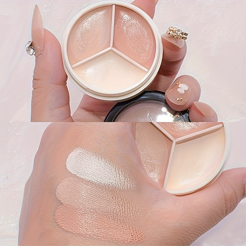 Unisex Concealer Palette 3 Colors Waterproof Long-lasting for Dark Circles