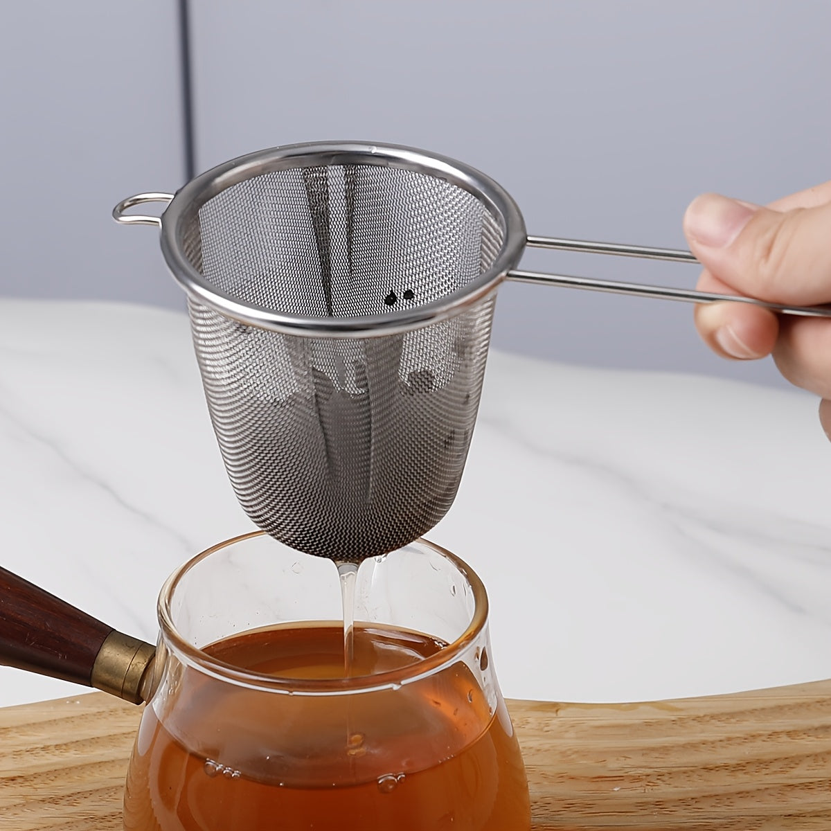 Stainless Steel Tea Infuser Set with Handle, Fine Mesh Strainers for Loose Leaf Tea