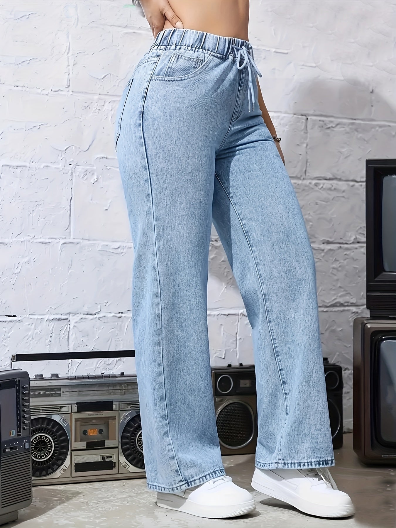 Plus-Size Women’s Drawstring Elastic Loose-Fitting Pants Casual Style