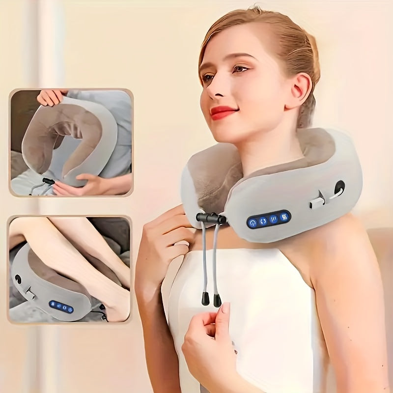 USB Rechargeable Massage Pillow for Neck Support Travel Office Home