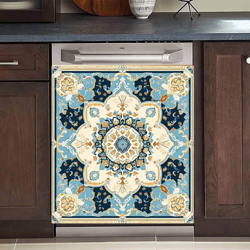 Turkiston Ko'k Vintage Qaynatgich Magnit Suv o'tkazmaydigan PVC Saroy uslubi 58.5x65 sm