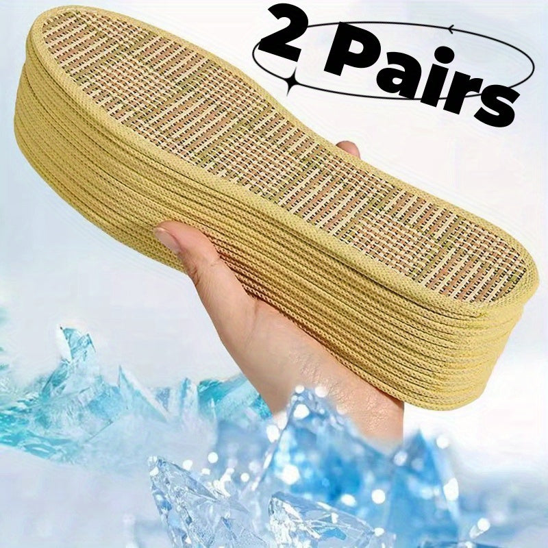 Unisex Breathable Bamboo Insole Comfort Pads 2 Pairs, Wear-Resistant