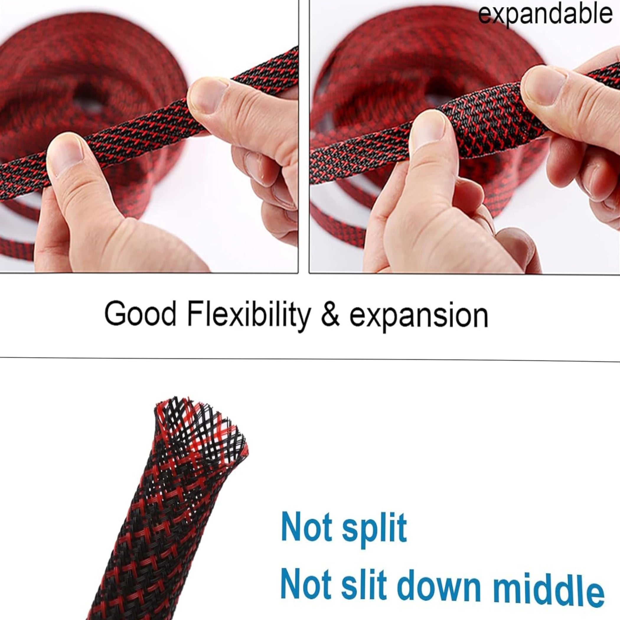 Kengaytiriladigan toʻqilgan kabellar uchun qopqoq 10M moslashuvchan izolyatsiyalangan simli quvurlar