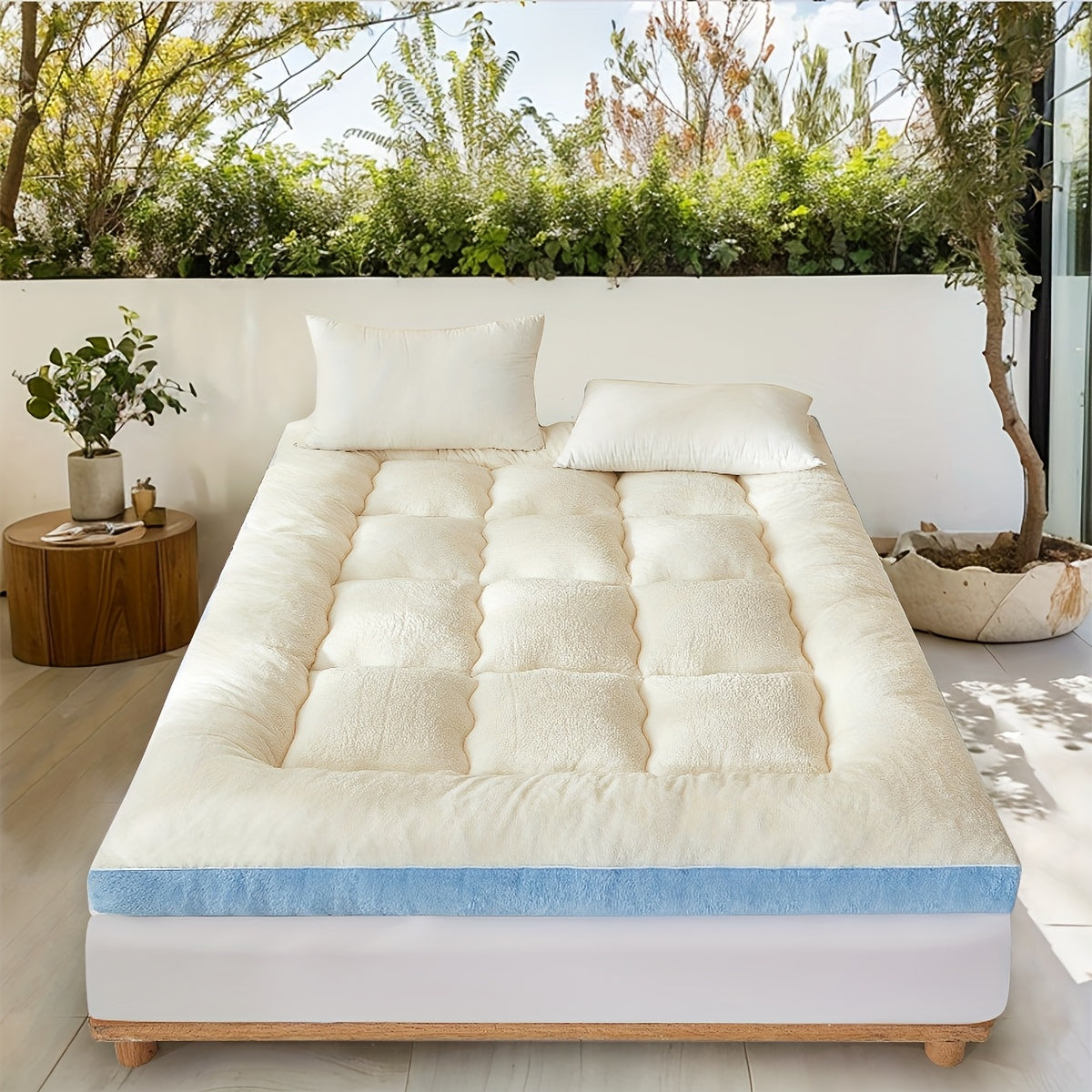Winter Velvet Mattress Topper for Single and Double Beds All-Season Polyester Cushion