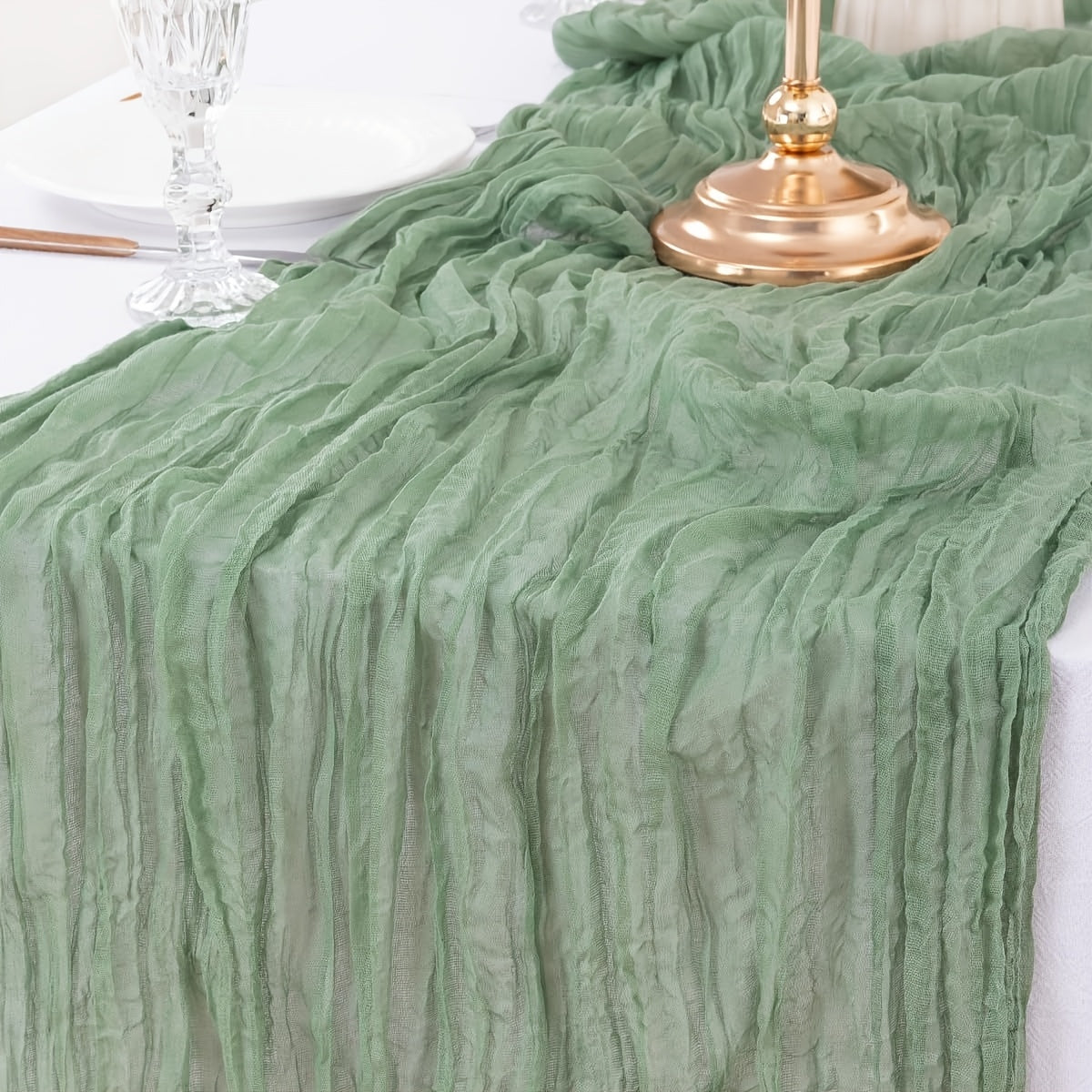 Rustic Polyester Cheese Cloth Table Runner for Outdoor Events and Celebrations