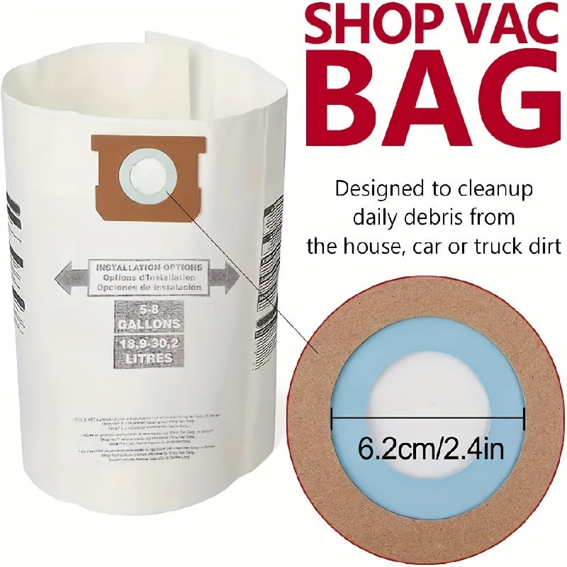 Set of 10 Vacuum Bags for ShopVac 18-30L E-Type Replacement Filters