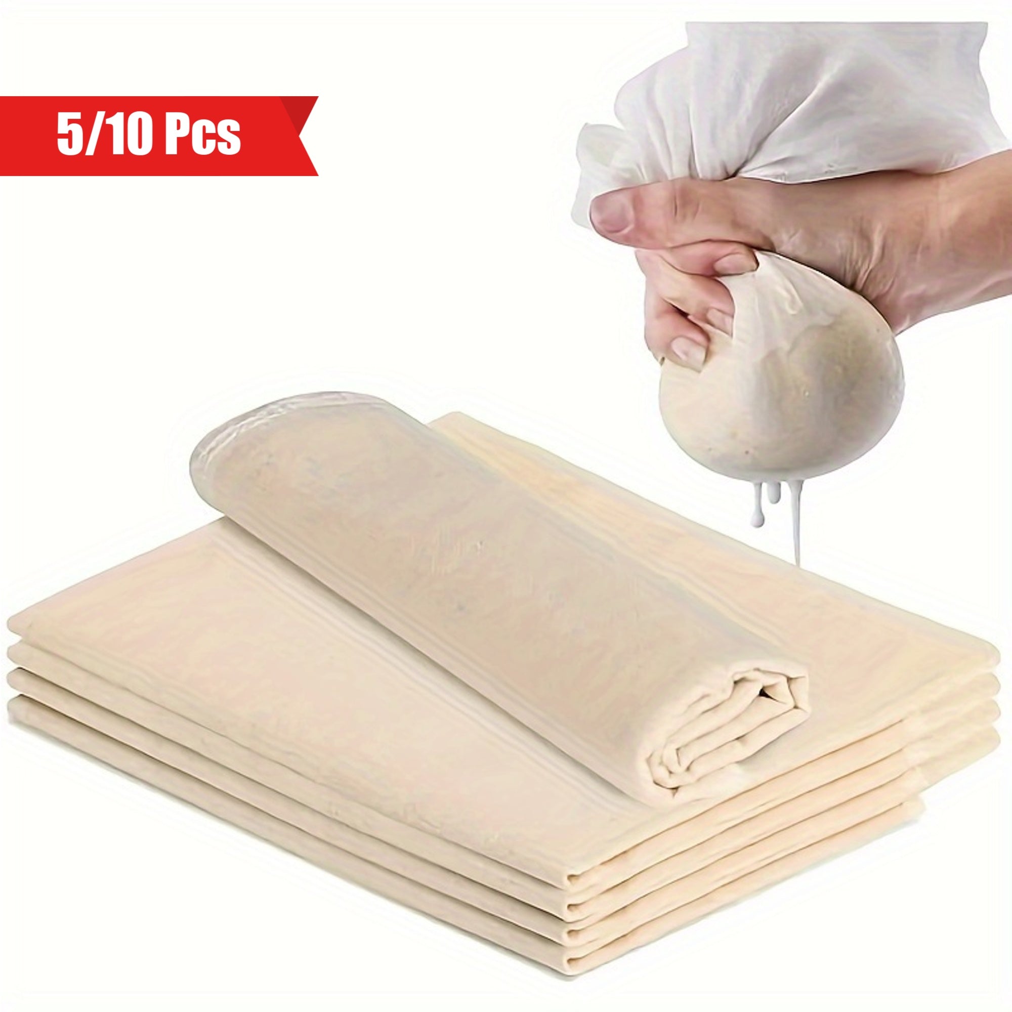 Cheesecloth Bundle 5 or 10 Pieces Unbleached Cotton for Milk and Food Filtration