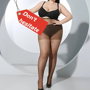 Women Plus Size High-Waist Sheer Pantyhose Nylon Spandex Knit Solid