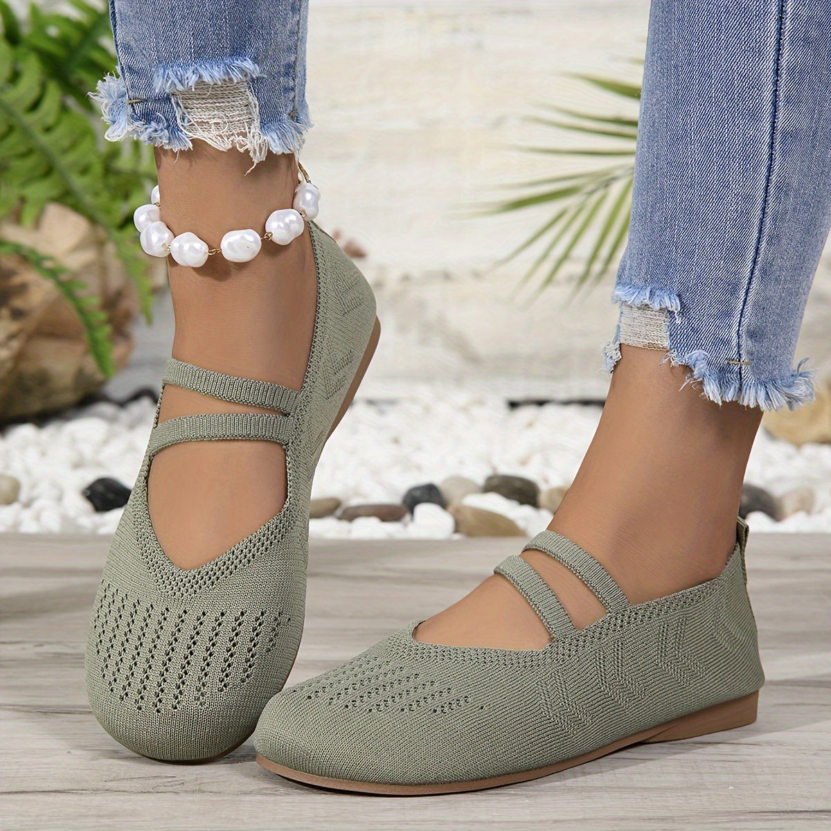 Women's Breathable Knit Slip-On Flats Casual Outdoor Shoes Round Toe Black Red Purple