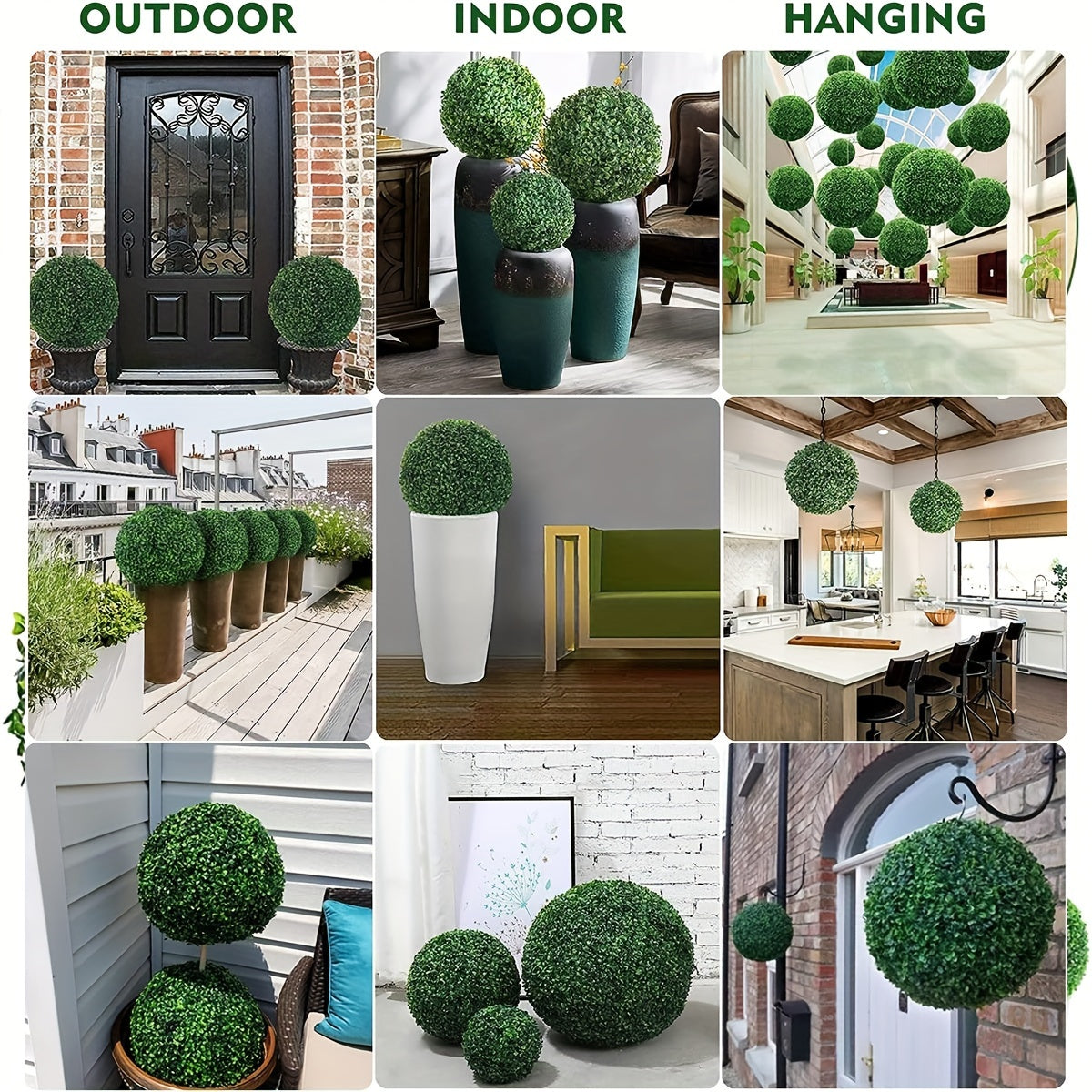 Artificial Plant Set of 2 Boxwood Topiary Balls UV Protected for Outdoor Indoor Decor