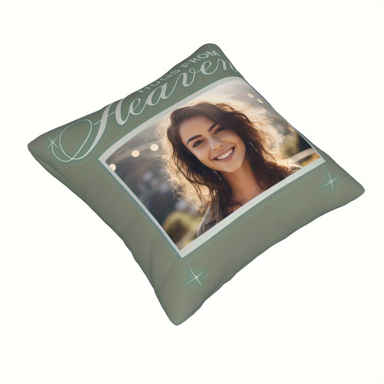 Custom Photo Pillowcase Hugs From Heaven Design 45.72x45.72 cm Soft Fabric Invisible Zipper