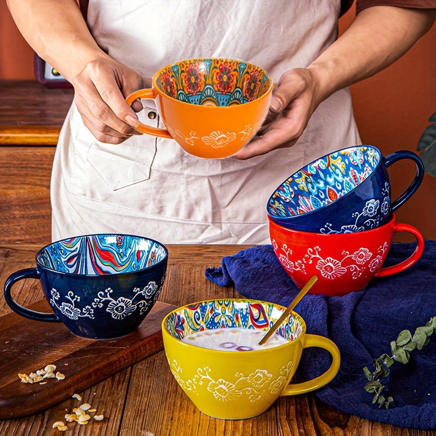 15oz Ceramic Mug with Handle for Coffee Tea Latte and Soup