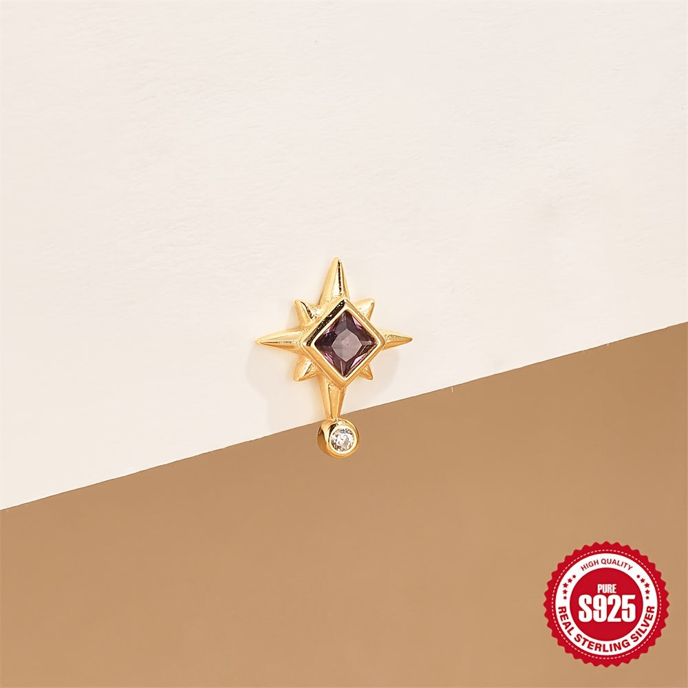 Серебряные серьги-осьминогольники с ромбами, украшенные стразами и синтетической цирконией, для повседневной носки и вечеринок