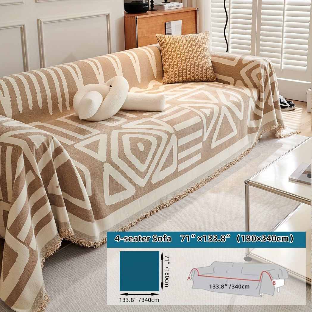 Boho Style Sofa Cover for Living Room Anti-Scratch Non-Slip Protector