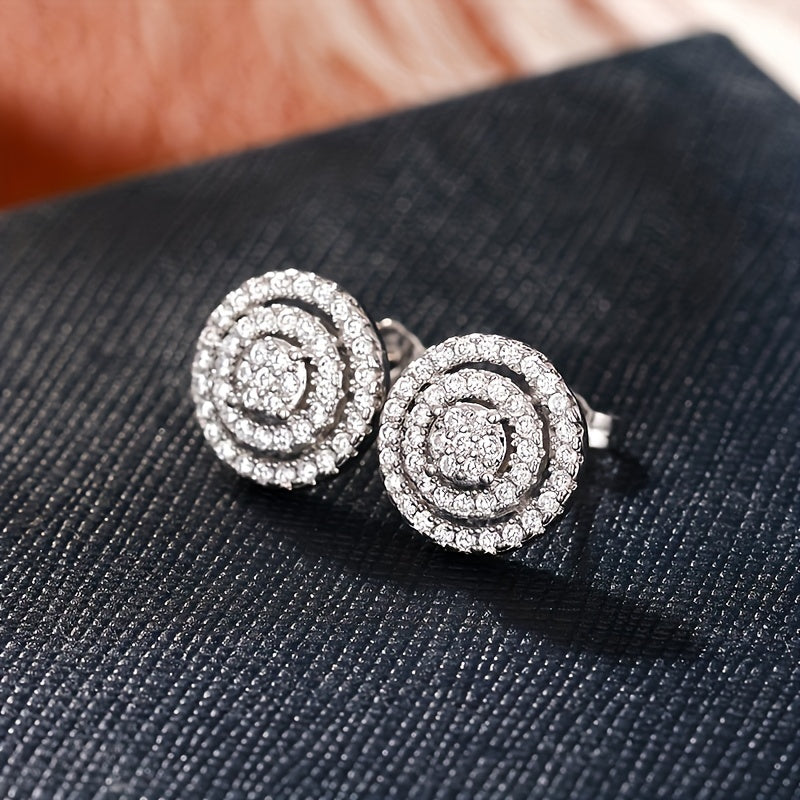 Women’s Round Zirconia Earrings for Engagement and Daily Wear
