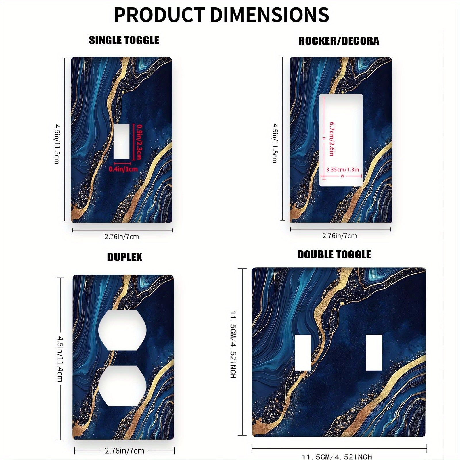 Накладка на выключатель Navy Blue Wall 1-канальная 2-канальная в стиле арт-деко для ванной комнаты и спальни