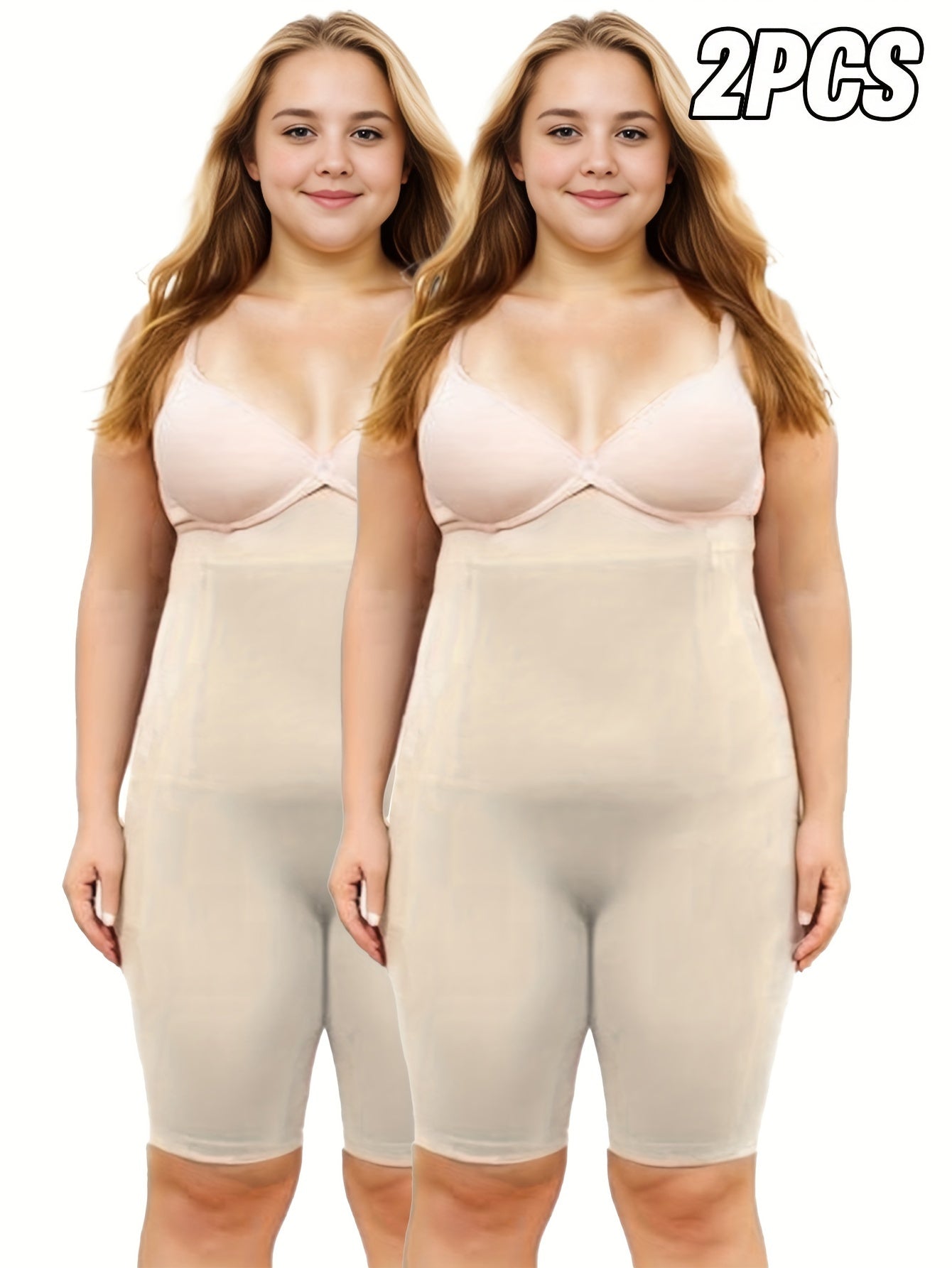 Plus Size High Elasticity Shapewear Tummy Control Slimming Underwear 2-Pack