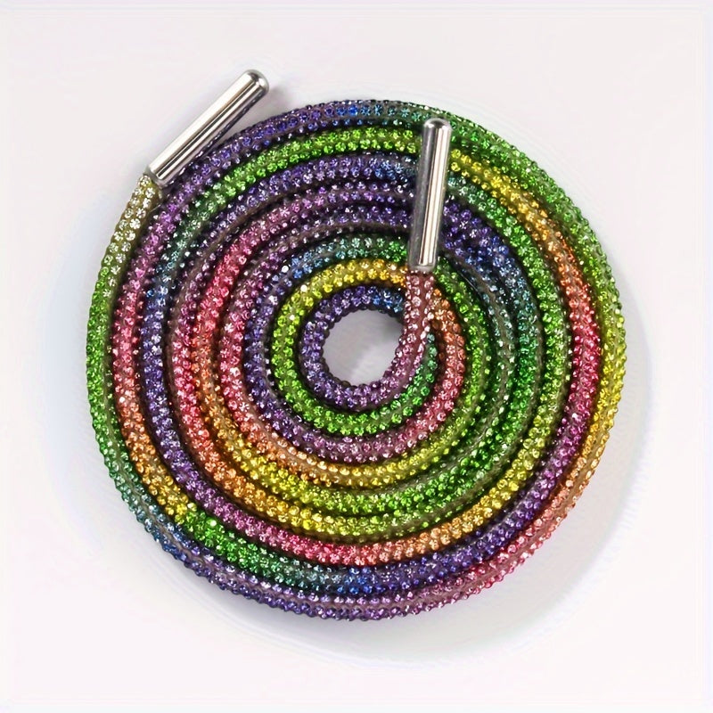 Unisex Multicolor Rhinestone Shoe Laces with Metal Aglets for Sneakers