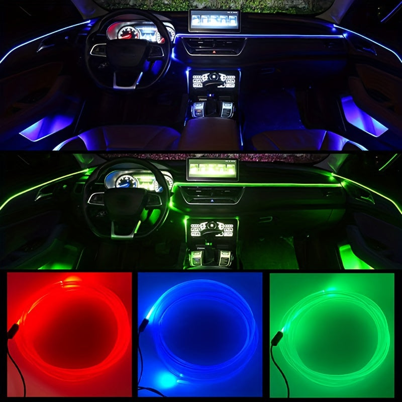 Tira de iluminación ambiental para coche con LED RGB de 7 colores flexible, 3M