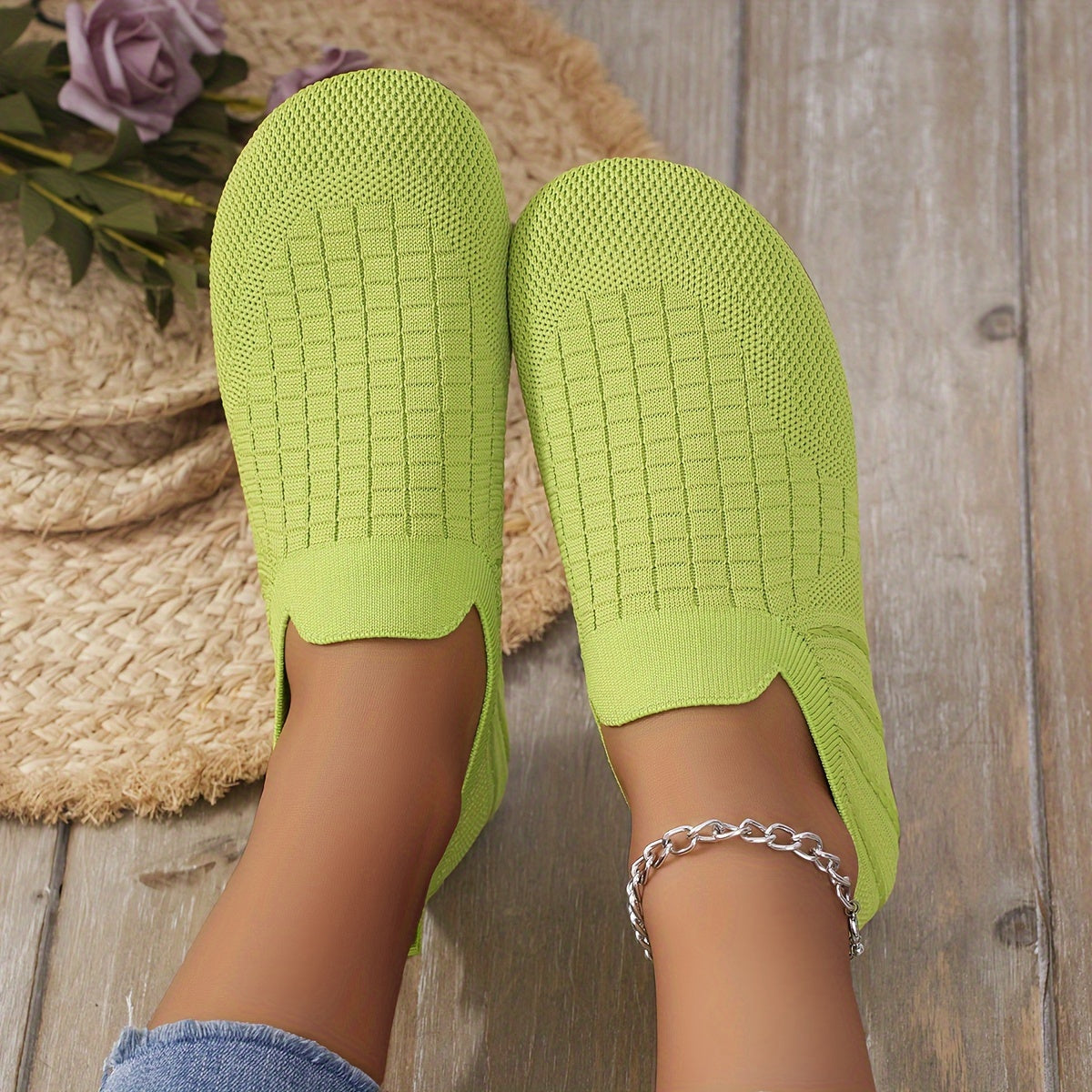 Women's Flat Shoes Solid Color All-Season Round Toe Fabric Upper