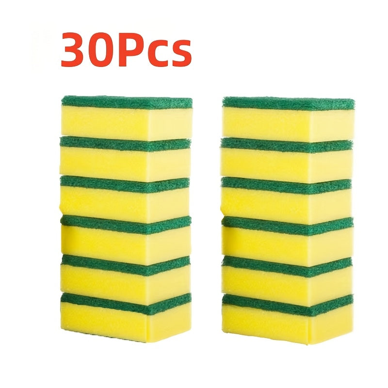 30 Pack Double-Sided Dishwashing Sponges with Built-In Brush for Kitchen Cleaning