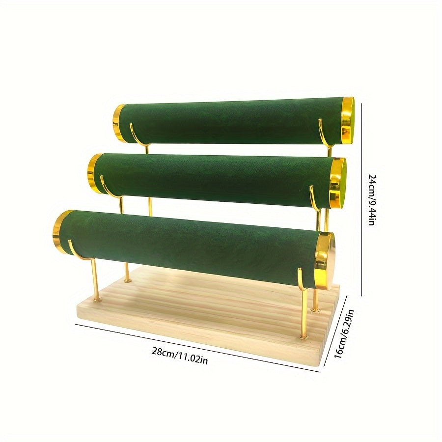 Wooden Jewelry Organizer Stand with 3 Tiers for Necklaces Bracelets and Accessories