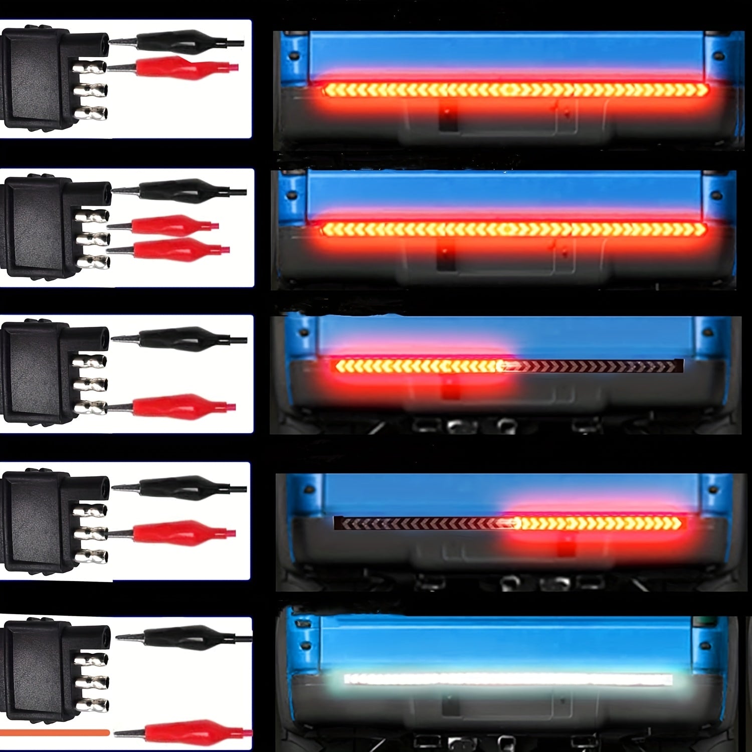 60-Inch LED Tailgate Light Bar for Trucks Super Bright White Amber 12V