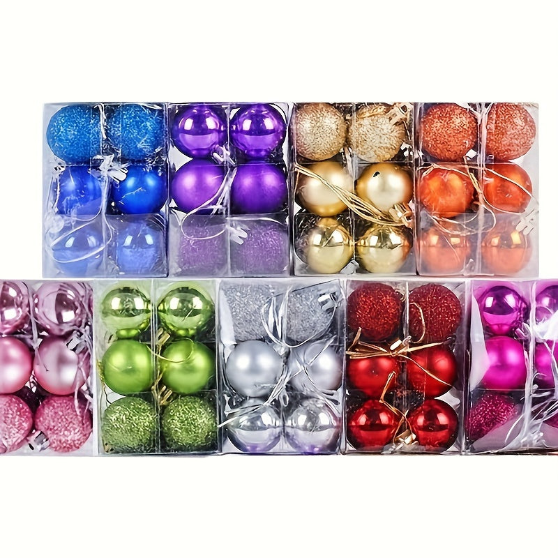 24pcs Christmas Ball Decorations Glitter and Matte Finishes for Tree Ornamentation
