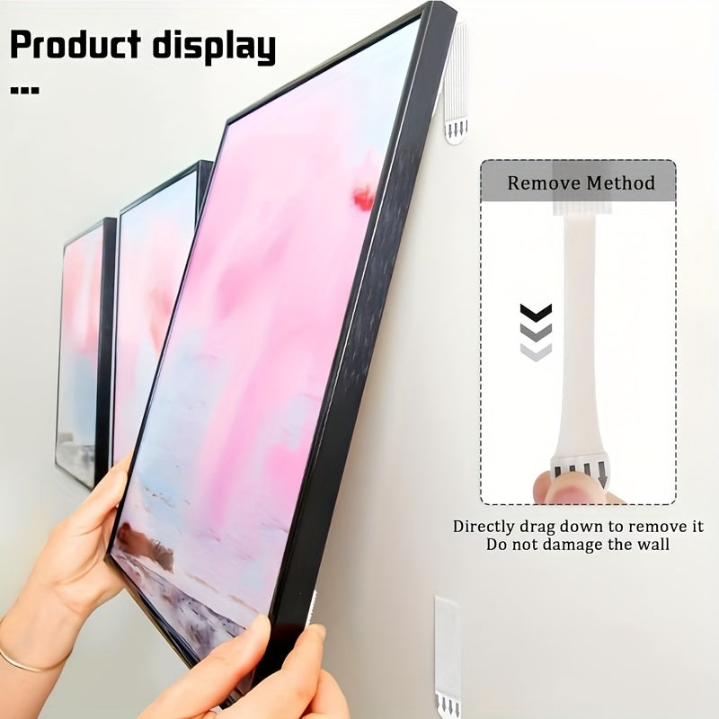 12 Pairs No-Drill Picture Hanging Strips Double-Sided Removable Wall Hooks Damage-Free