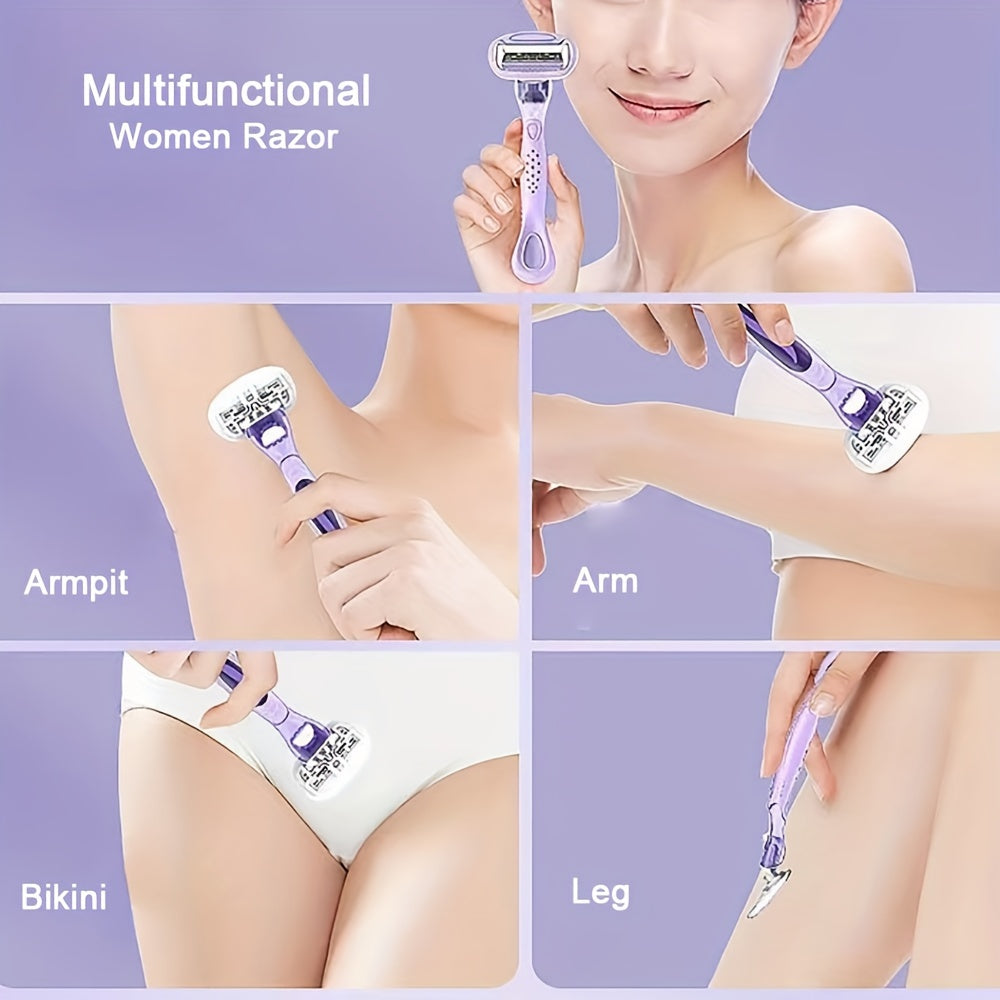 Women's Purple Razor with Soft Rubber Handle and Five Blades