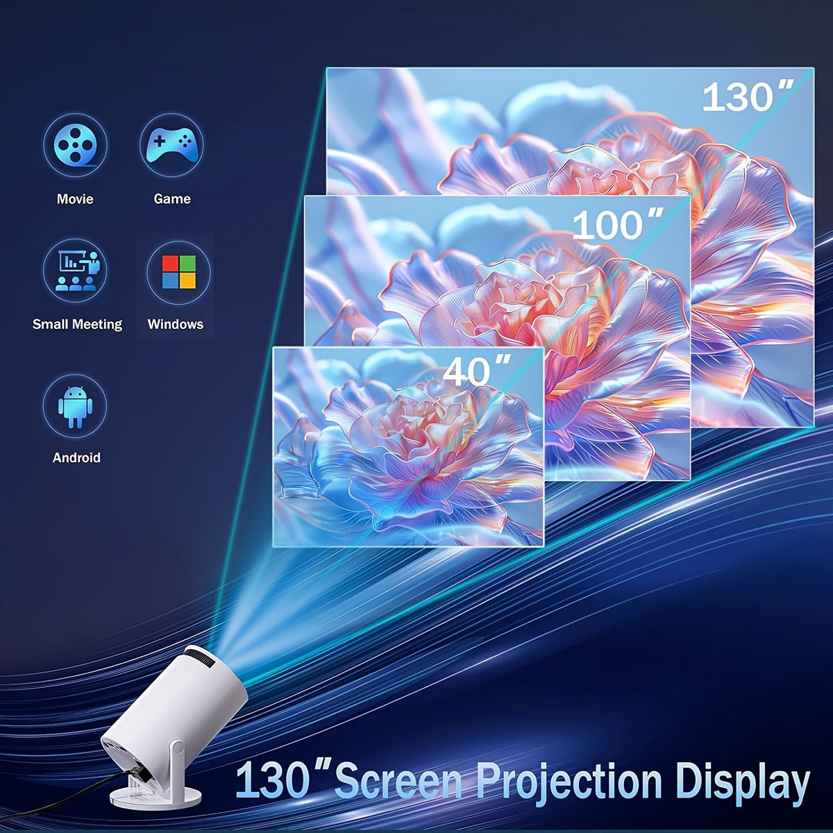 Mini 4K Projector for Home Theater with Android 12 WiFi6 Bluetooth 5.2