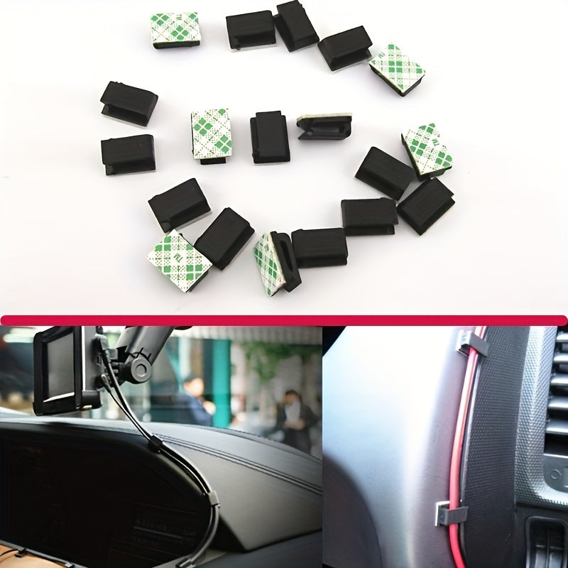 30 Pack Self-Adhesive Plastic Car Clips for Cable Management and Organization