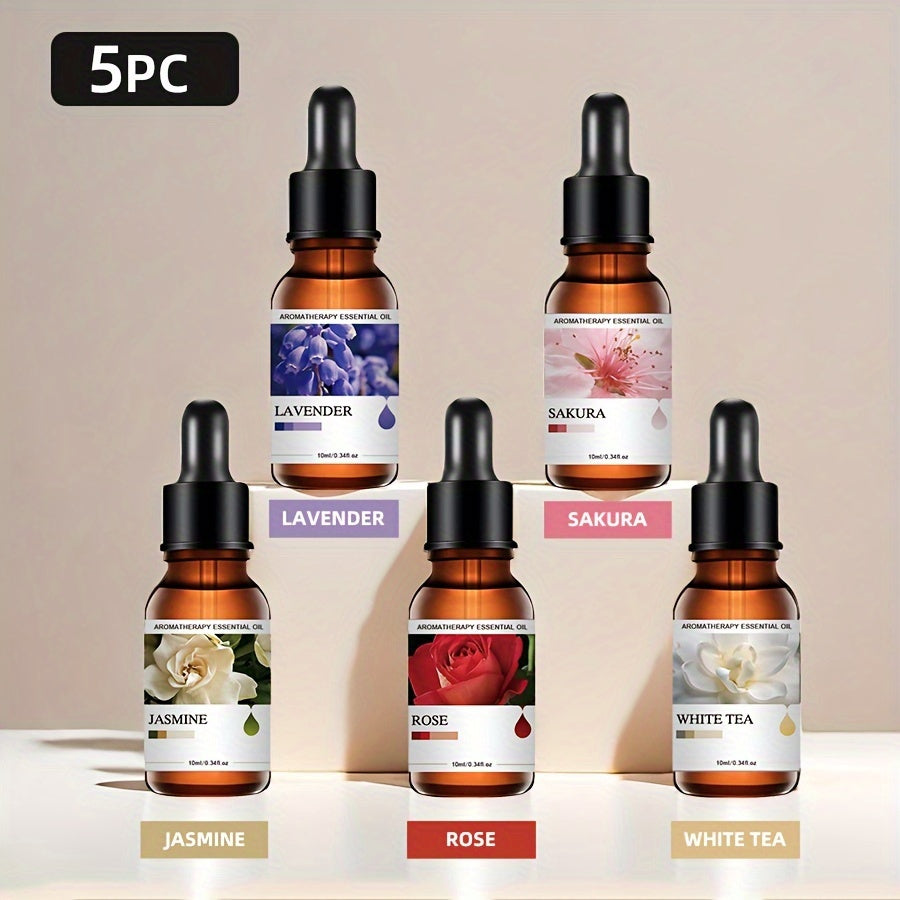 5 ta shisha aromaterapiya asosiy yog'i uchun diffuzorlar, shamlar uchun to'ldirish suyuqligi