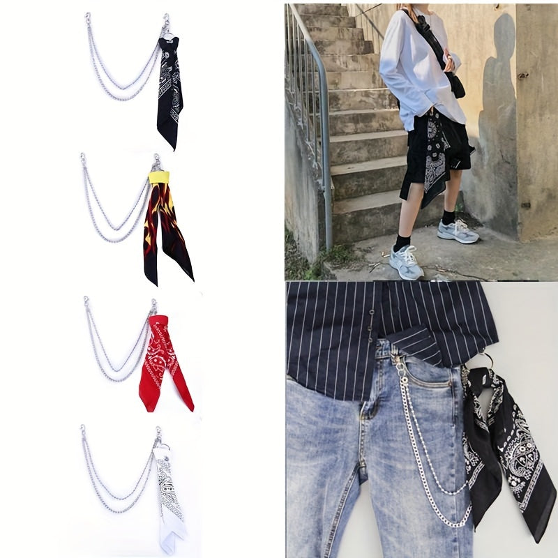 Metal Jeans Chain with Square Scarf Beads Hip-Hop Style Accessory for Gifting