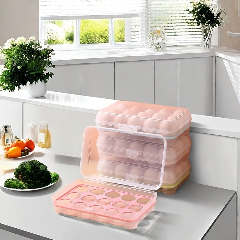 2 Pack Large Capacity Egg Storage Trays Plastic Refrigerator Organizer Green and Yellow