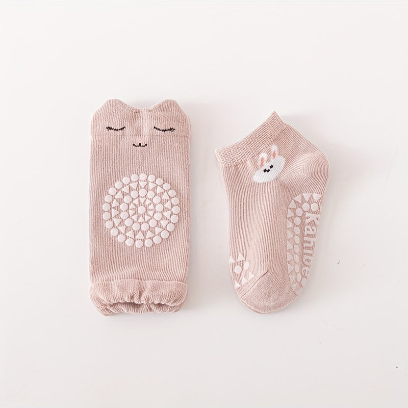 Set of 8 Baby Knee Pads with Non-Slip Design and Unisex Protective Socks for Crawling