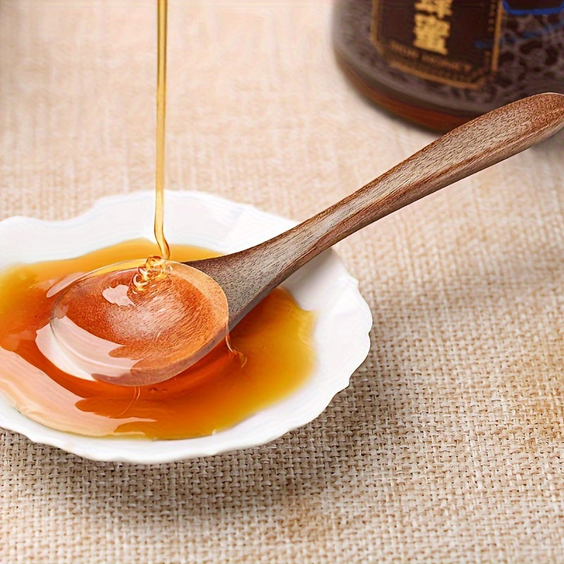 Set of 5 Handcrafted Japanese Wooden Spoons for Coffee Honey and Seasoning Rustic Small Teaspoons