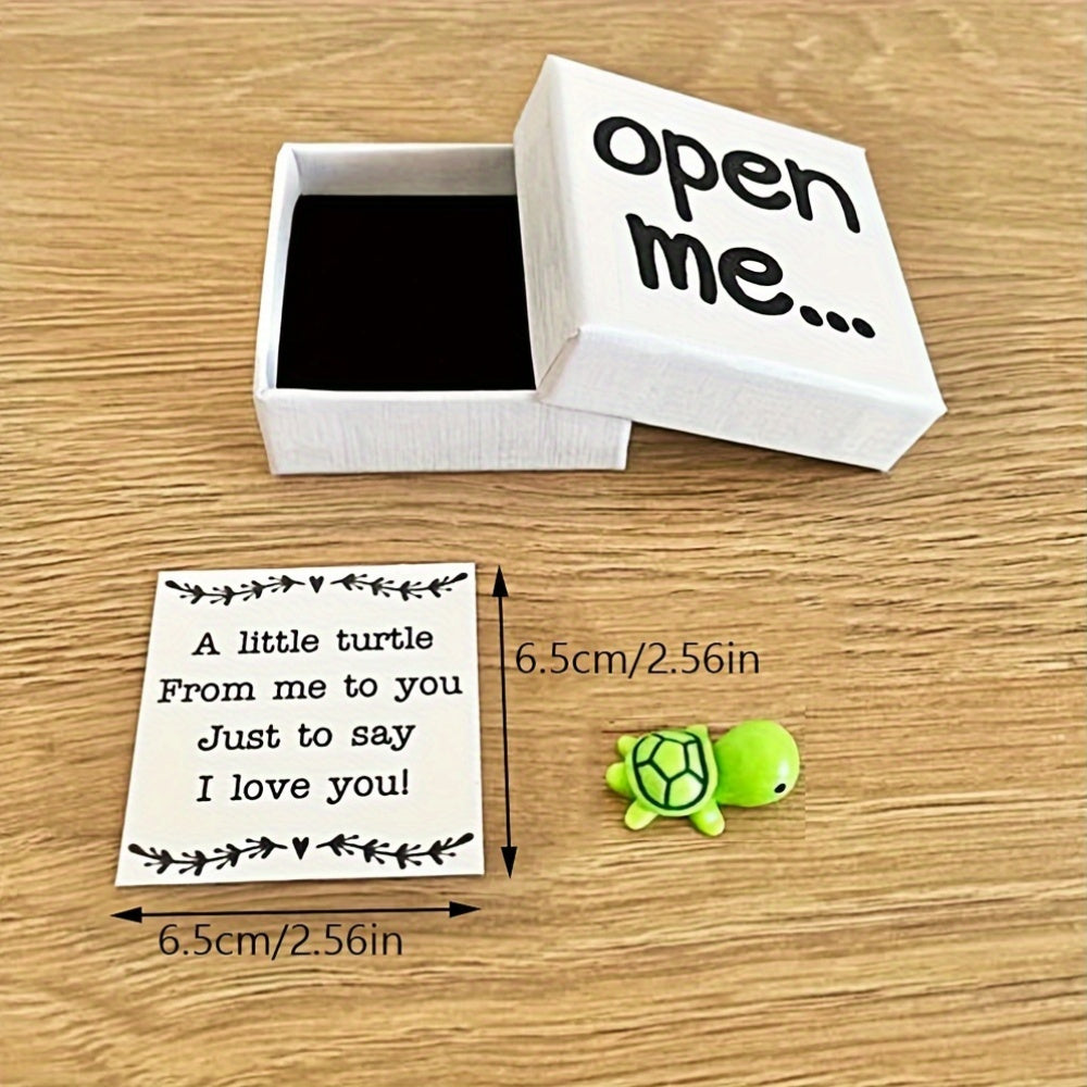 Polyresin Turtle Figurines Set with "I Love You" Message Cards for Gifts and Keepsakes