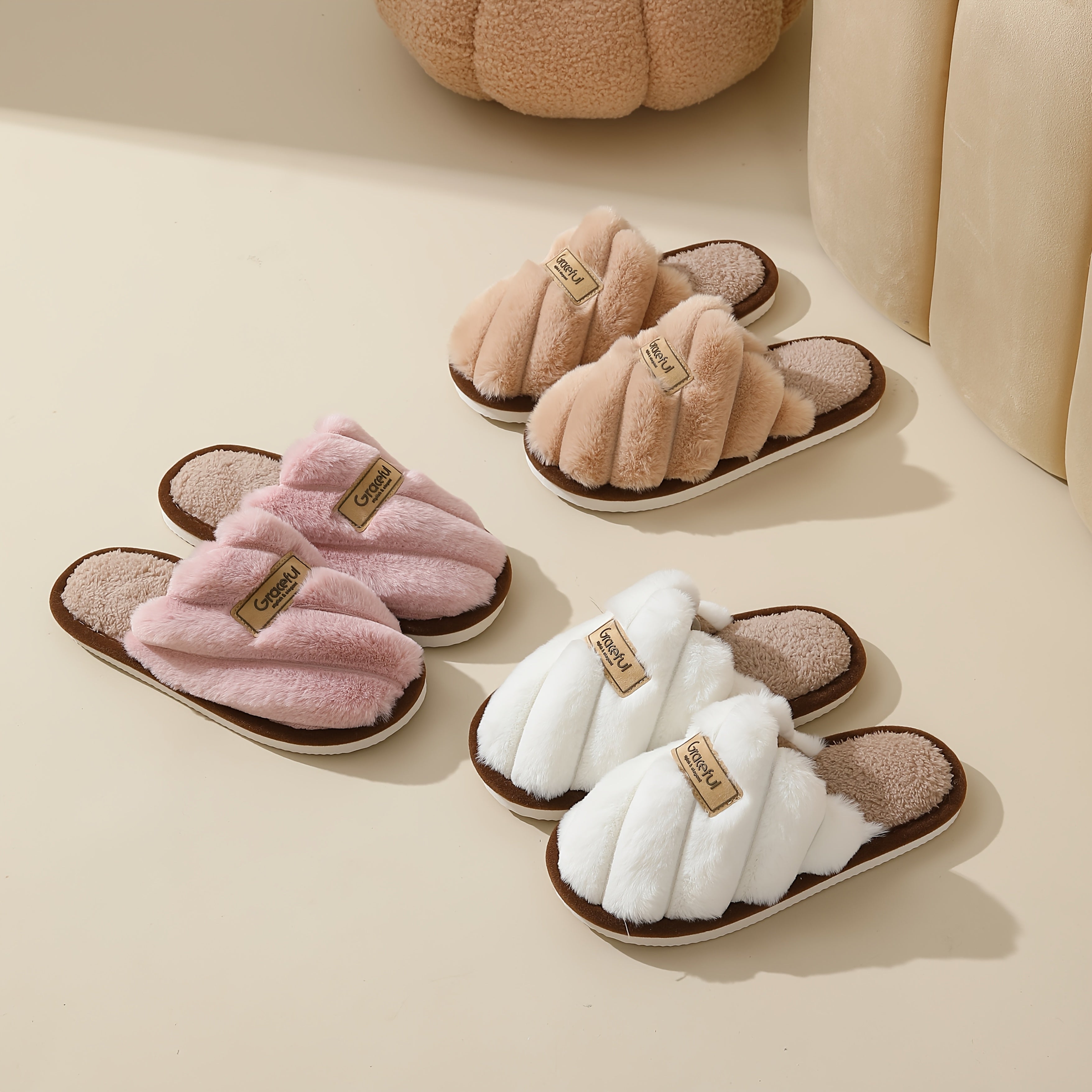 Zapatillas de invierno para mujer antideslizantes y cómodas para interiores, casuales para parejas