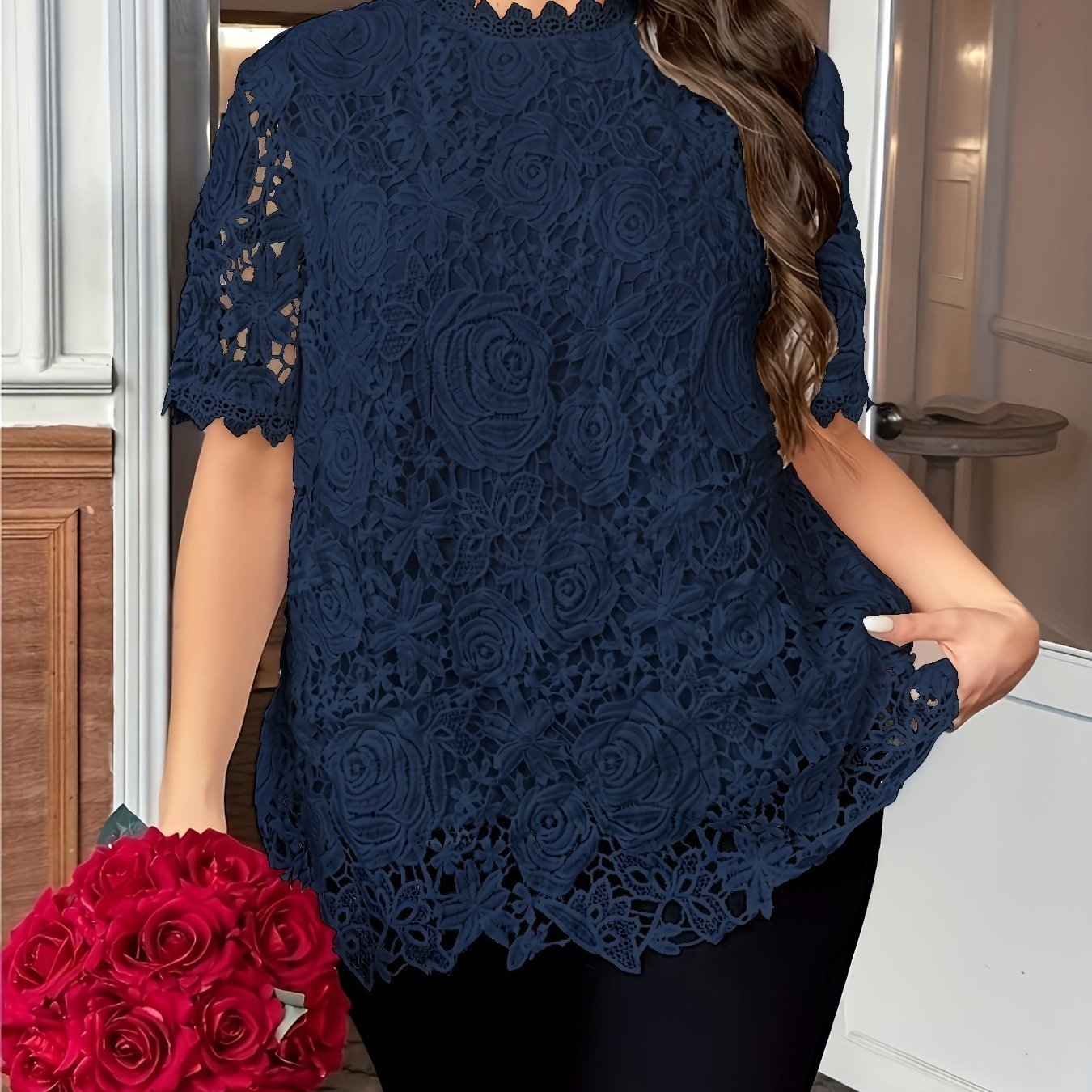 Plus o'lcham ayollar uchun korsetli tasmali orqa tugma old kiyim, yengil, yarim shaffof top