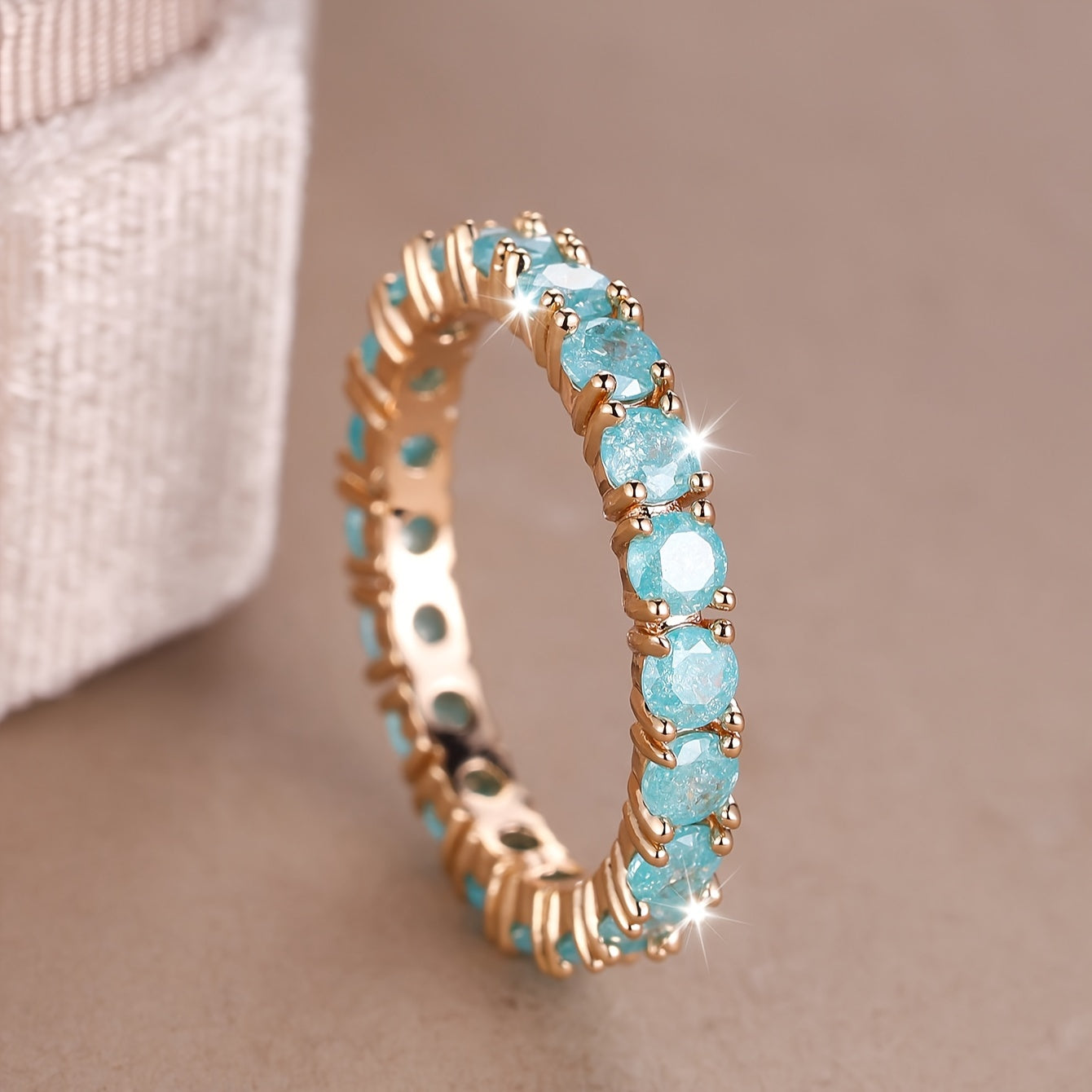 Elegant Boho Eternity Ring with Multicolor Zirconia Stones for Women