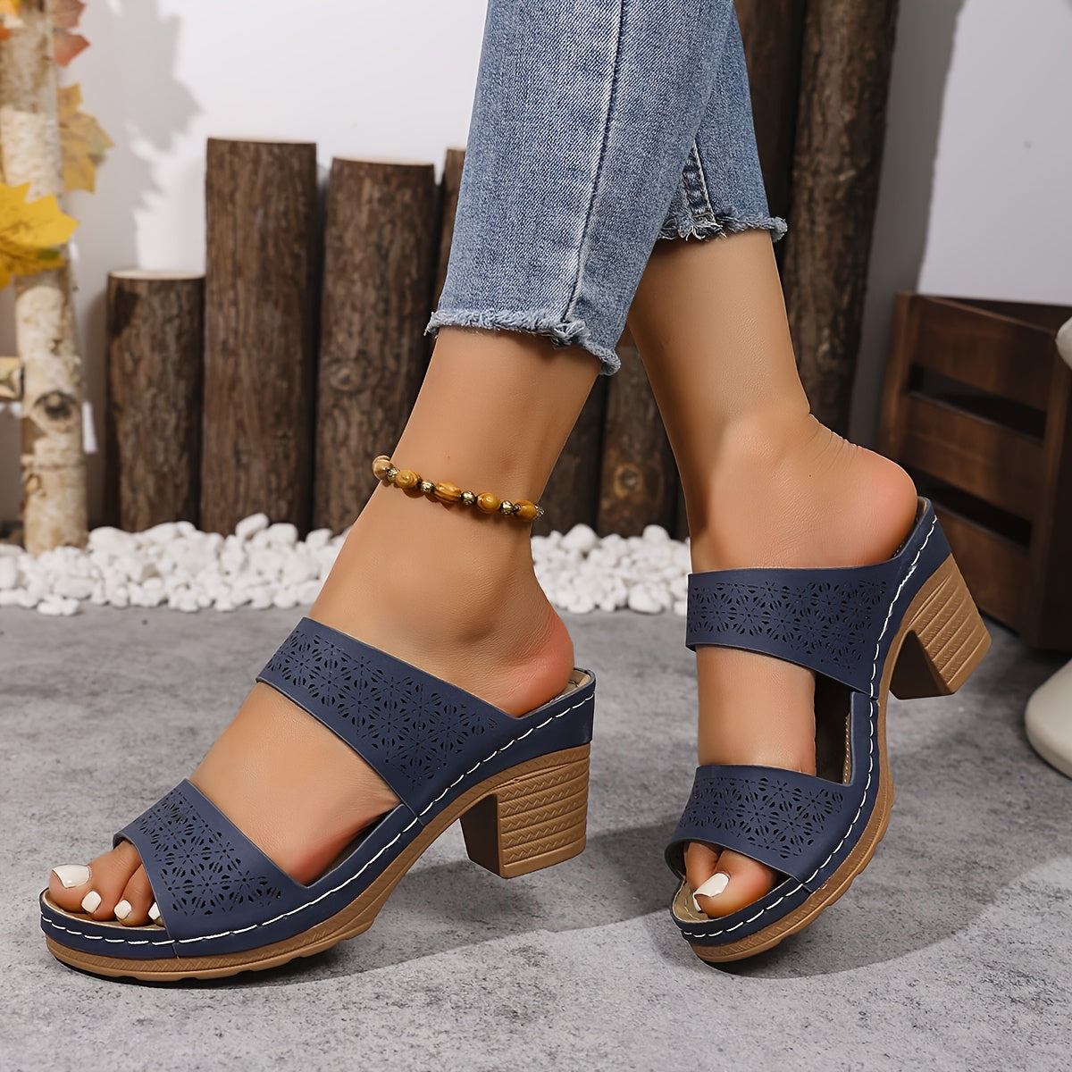 Women Wedge Sandals Faux Leather Open Toe Platform Beach Casual