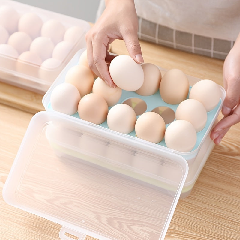 2 Pack Large Capacity Egg Storage Trays Plastic Refrigerator Organizer Green and Yellow