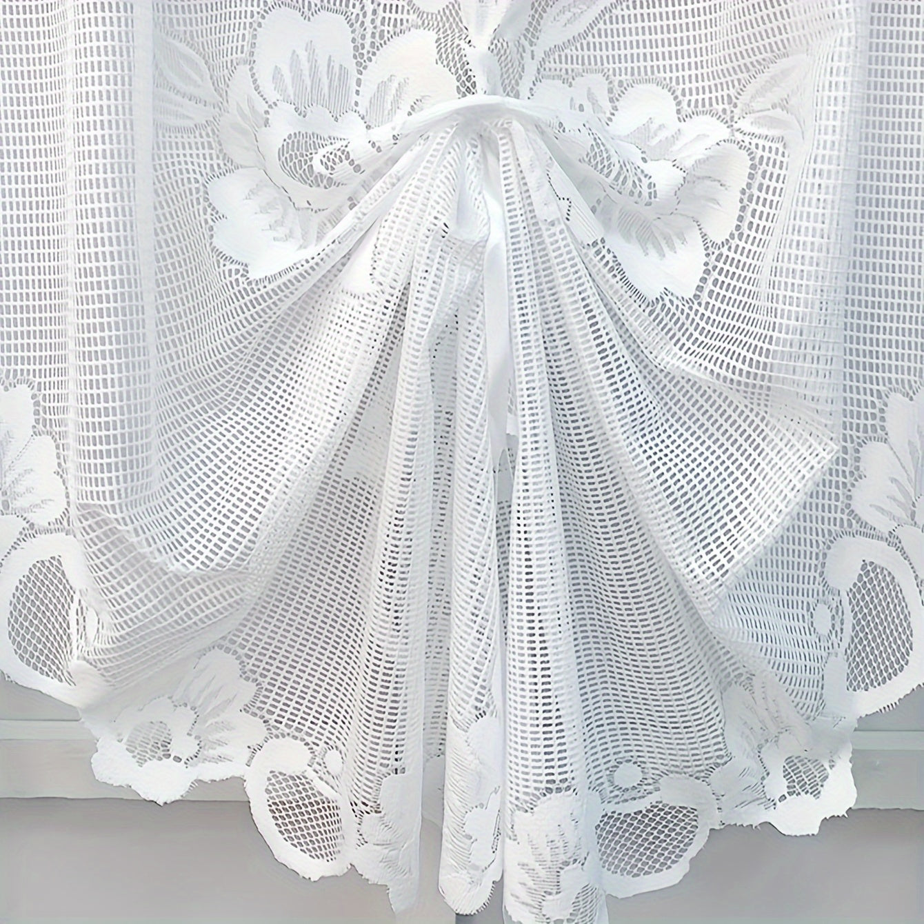 Set of 2 Butterfly and Floral Lace Curtains for Doors and Windows