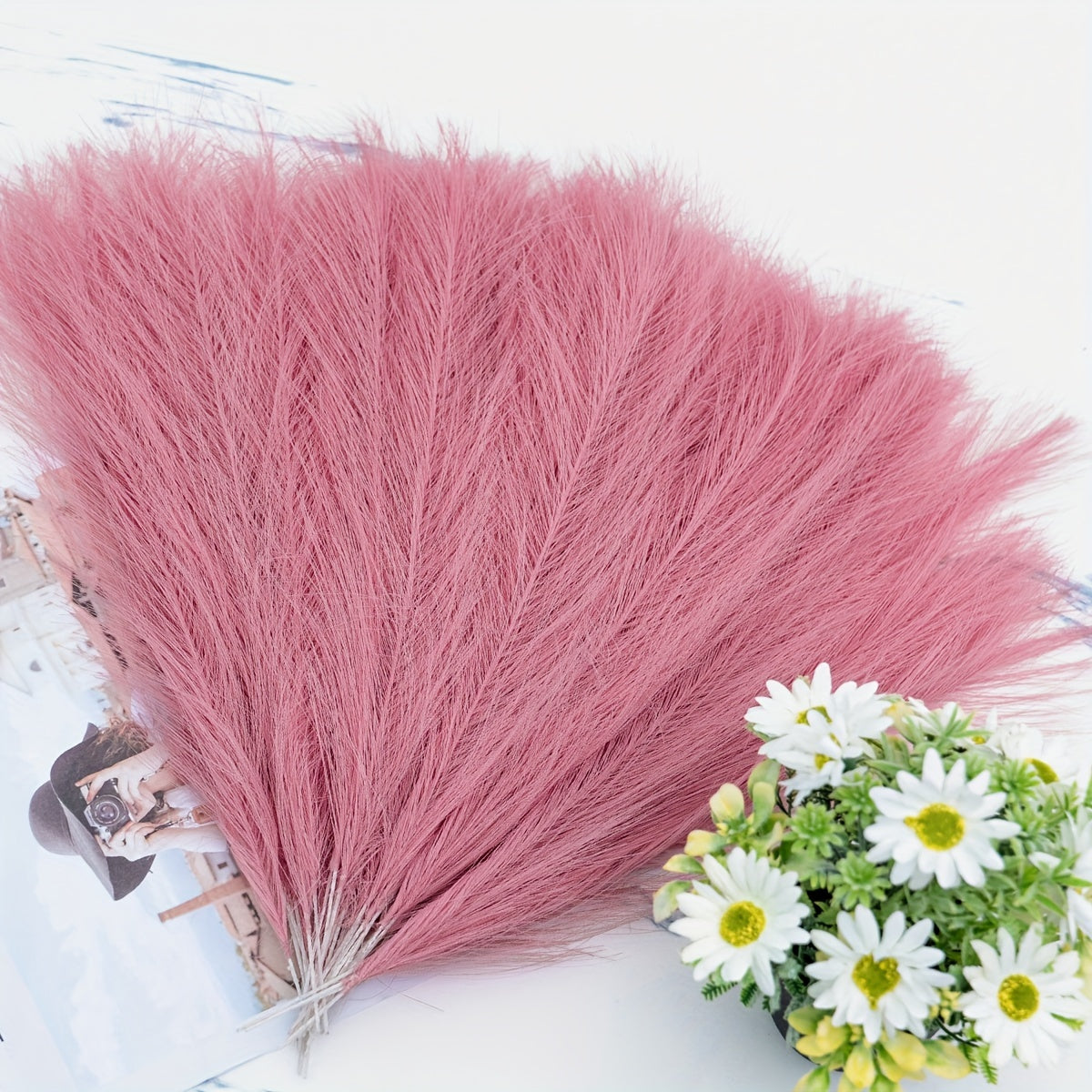 Sun'iy reed pampas gul to'plami 5 dona, 42.93 sm, bohem dekor uchun ichki xona uchun