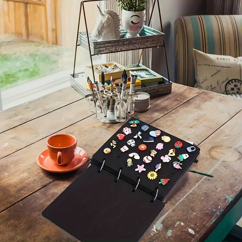 Shoe Buckle Organizer Book Shape with 120 Holes for Shoe Charms Storage