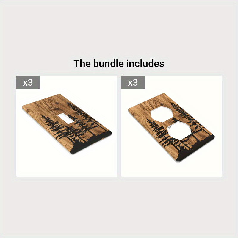 Farmhouse Pine Wood Grain Light Switch Cover No Wiring Needed Screw-In Plastic Wall Panel